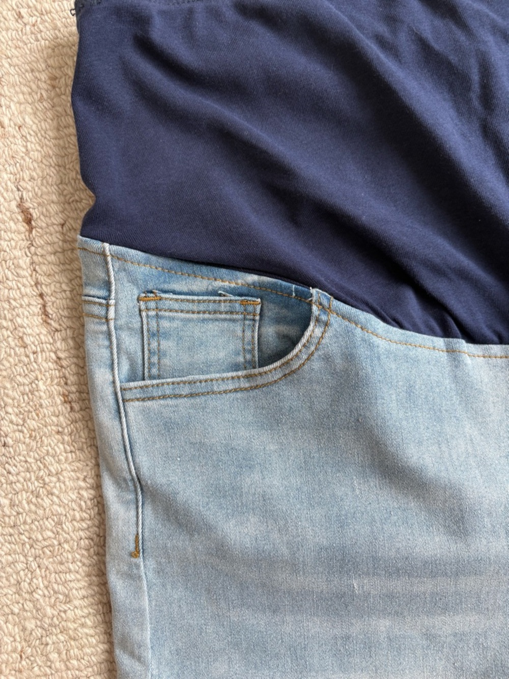 Maternity Jeans - Light Wash Over Belly Skinny Raw Hem Distressed Ankle XL - Picture 3 of 10